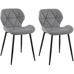 (PU Grey) Charles Jacobs Set of 2 Diamond Patterned Dining Chair (PU Grey) Charles Jacobs Set of 2 Diamond Patterned Dining Chair