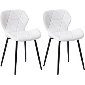 (PU White) Charles Jacobs Set of 2 Diamond Patterned Dining Chair (PU White) Charles Jacobs Set of 2 Diamond Patterned Dining Chair