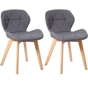 (Fabric Grey) Charles Jacobs Set of 2 Diamond Patterned Dining Chairs with Beech (Fabric Grey) Charles Jacobs Set of 2 Diamond Patterned Dining Chairs with Beech