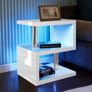 Unbranded White High Gloss 2 Tier Side Coffee Table With Led Light Home Decor Unbranded White High Gloss 2 Tier Side Coffee Table With Led Light Home Decor