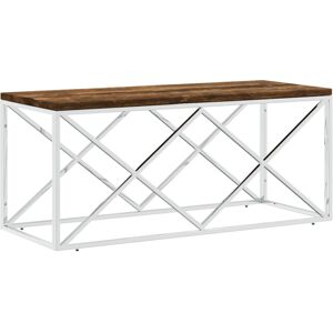 vidaXL Coffee Table End Side Table Stainless Steel and Solid Wood Reclaimed vidaXL Coffee Table End Side Table Stainless Steel and Solid Wood Reclaimed