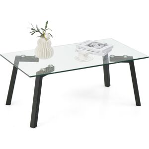 Costway Tempered Glass Coffee Table Modern Rectangular Table Living Room Costway Tempered Glass Coffee Table Modern Rectangular Table Living Room