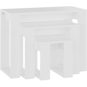 vidaXL 3x Nesting Tables White Engineered Wood End Side Nest of Table Set vidaXL 3x Nesting Tables White Engineered Wood End Side Nest of Table Set