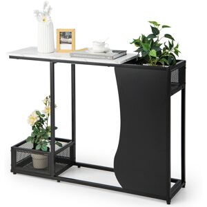 Costway 110cm Console Table w/ Plant Position 2 Cube Marble Top Entryway Table Costway 110cm Console Table w/ Plant Position 2 Cube Marble Top Entryway Table