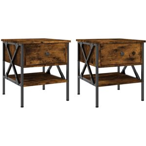 (smoked oak, 2 pcs) vidaXL Bedside Tables Side Table Nightstand 2 pcs Brown Oak (smoked oak, 2 pcs) vidaXL Bedside Tables Side Table Nightstand 2 pcs Brown Oak