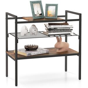 Costway 3-Tier Industrial Entryway Table Sofa Side Table W/ Removable Panel & Mesh Shelf Costway 3-Tier Industrial Entryway Table Sofa Side Table W/ Removable Panel & Mesh Shelf