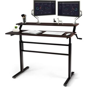 Costway 2Tier Adjustable Height Standing Desk w/Crank Ergonomic Computer Table Costway 2Tier Adjustable Height Standing Desk w/Crank Ergonomic Computer Table