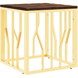 vidaXL Coffee Table Side Table Gold Stainless Steel and Solid Wood Reclaimed vidaXL Coffee Table Side Table Gold Stainless Steel and Solid Wood Reclaimed