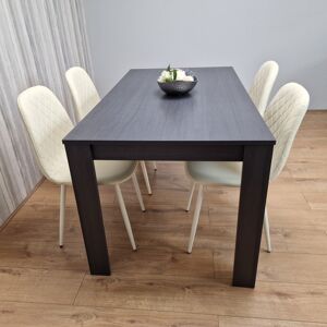 KOSY KOALA Dark Grey Dining Set - MDF Table with 4 Cream Chairs KOSY KOALA Dark Grey Dining Set - MDF Table with 4 Cream Chairs