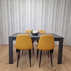 KOSY KOALA Dark Grey Dining Set - 140x80x75 cm, 4 Mustard Chairs KOSY KOALA Dark Grey Dining Set - 140x80x75 cm, 4 Mustard Chairs
