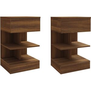 (Brown oak, 2) vidaXL 1/2x Bedside Cabinet Engineered Wood Side Table Storage Mu (Brown oak, 2) vidaXL 1/2x Bedside Cabinet Engineered Wood Side Table Storage Mu
