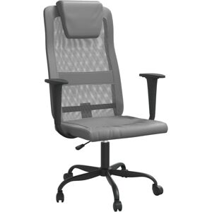 (Grey) vidaXL Office Chair Swivel Computer Chair Black Mesh Fabric and Faux Leat (Grey) vidaXL Office Chair Swivel Computer Chair Black Mesh Fabric and Faux Leat