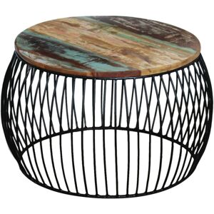 vidaXL Solid Reclaimed Wood Coffee Table Round 68x37cm Telephone Stand Desk vidaXL Solid Reclaimed Wood Coffee Table Round 68x37cm Telephone Stand Desk