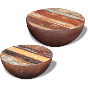 vidaXL Two Piece Bowl-Shaped Coffee Table Set - Solid Reclaimed Wood vidaXL Two Piece Bowl-Shaped Coffee Table Set - Solid Reclaimed Wood
