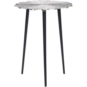 Beliani Metal Side Table Silver and Black PUHOI Beliani Metal Side Table Silver and Black PUHOI