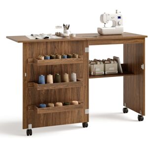 Costway Folding Sewing Table 2 IN 1 Rolling Craft Table Home Office Desk Workstation Costway Folding Sewing Table 2 IN 1 Rolling Craft Table Home Office Desk Workstation