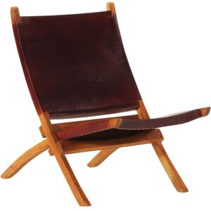 vidaXL Folding Relaxing Chair Home Office Chair Seat Dark Brown Real Leather vidaXL Folding Relaxing Chair Home Office Chair Seat Dark Brown Real Leather
