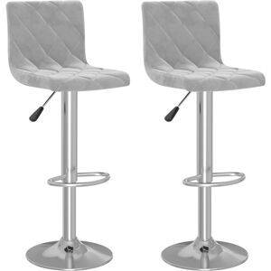 vidaXL Light Grey Velvet Bar Stools Set of 2 vidaXL Light Grey Velvet Bar Stools Set of 2