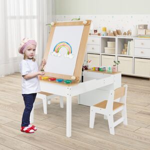 Costway 2-in-1 Table and Easel Set W/ Chairs Toddler Play Activity Drawing Desk Side Sto Costway 2-in-1 Table and Easel Set W/ Chairs Toddler Play Activity Drawing Desk Side Sto