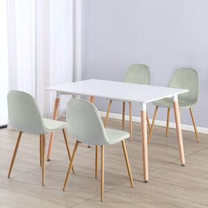 (White Table & Grey Velvet Chairs) Charles Jacobs Rectangular Dinner Table & Cha (White Table & Grey Velvet Chairs) Charles Jacobs Rectangular Dinner Table & Cha