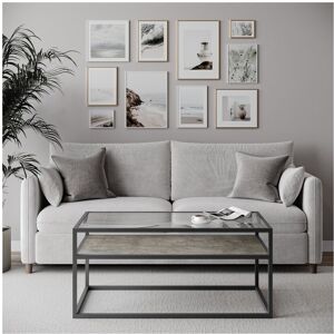 URBN Living (Concrete) Glass Display Top Coffee Table with Steel Frame Reversible Wooden Sto URBN Living (Concrete) Glass Display Top Coffee Table with Steel Frame Reversible Wooden Sto