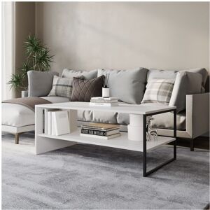URBN Living (White) 100cm Wooden Coffee Table Steel Frame Open Storage Shelf Living Room Fur URBN Living (White) 100cm Wooden Coffee Table Steel Frame Open Storage Shelf Living Room Fur
