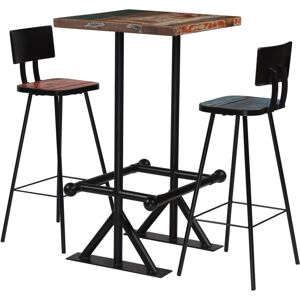 vidaXL Solid Reclaimed Wood Bar Set 3 Piece Multicolour Furniture Table Chair vidaXL Solid Reclaimed Wood Bar Set 3 Piece Multicolour Furniture Table Chair