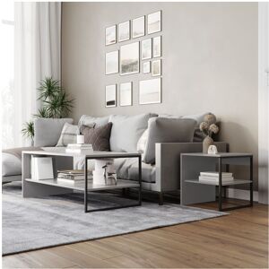 URBN Living (Grey) 100cm Steel Frame Wooden Coffee Table & 2pc 40cm Sofa Side End Table URBN Living (Grey) 100cm Steel Frame Wooden Coffee Table & 2pc 40cm Sofa Side End Table