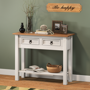 Mercers Furniture Corona White 2 Drawer Console Table Mercers Furniture Corona White 2 Drawer Console Table