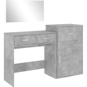 vidaXL Dressing Table Set 3 Piece Cosmetic Table Concrete Grey Engineered Wood vidaXL Dressing Table Set 3 Piece Cosmetic Table Concrete Grey Engineered Wood