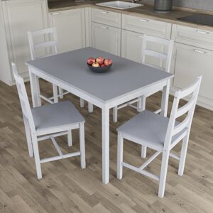 Vida Designs (White & Grey, 4 Seater) Yorkshire Home Wooden Dining Table & Chairs Set Vida Designs (White & Grey, 4 Seater) Yorkshire Home Wooden Dining Table & Chairs Set