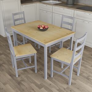 Vida Designs (Grey & Pine, 4 Seater) Yorkshire Home Wooden Dining Table & Chairs Set Vida Designs (Grey & Pine, 4 Seater) Yorkshire Home Wooden Dining Table & Chairs Set