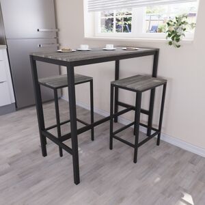 Vida Designs (Grey) Roslyn 2 Seater Home Dining Bar & Stool Table Set Vida Designs (Grey) Roslyn 2 Seater Home Dining Bar & Stool Table Set