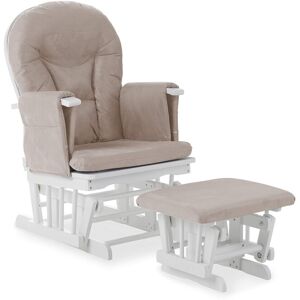 Obaby Reclining Glider Chair & Stool - White with Sand Cushion Obaby Reclining Glider Chair & Stool - White with Sand Cushion