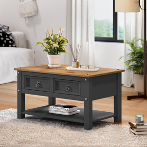 Mercers Furniture Corona Charcoal 2 Drawer Coffee Table Mercers Furniture Corona Charcoal 2 Drawer Coffee Table