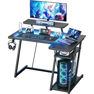 Unbranded (100cm, Black) Gaming Desk with LED Lights, Computer Desk with Monitor Stand, L Unbranded (100cm, Black) Gaming Desk with LED Lights, Computer Desk with Monitor Stand, L