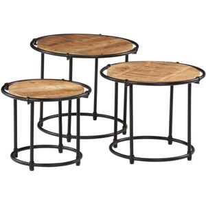 vidaXL Nesting Tables Side Table Coffee Table 3 pcs Solid Rough Wood Mango vidaXL Nesting Tables Side Table Coffee Table 3 pcs Solid Rough Wood Mango