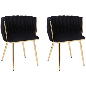 HYGRAD (Black/gold) Set of 2 x Luxury Velvet/Metal Upholstered Seat Woven Dining Kitch HYGRAD (Black/gold) Set of 2 x Luxury Velvet/Metal Upholstered Seat Woven Dining Kitch