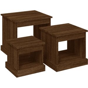 (brown oak) vidaXL Coffee Tables Living Room End Table Side Table 3 pcs Engineer (brown oak) vidaXL Coffee Tables Living Room End Table Side Table 3 pcs Engineer