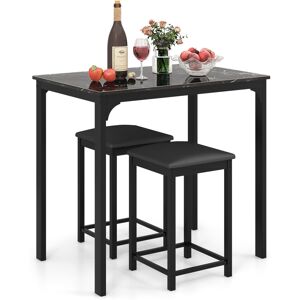 Costway Dining Table Set Counter-height Table 2 Upholstered Stools w/Footrest Costway Dining Table Set Counter-height Table 2 Upholstered Stools w/Footrest