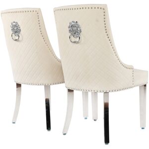 HYGRAD (Cream, 2) Velvet Upholstered Seat Luxury Dining Accent Chair Silver Metal Legs HYGRAD (Cream, 2) Velvet Upholstered Seat Luxury Dining Accent Chair Silver Metal Legs