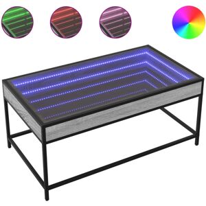 (grey sonoma, 90 x 50 x 41 cm) vidaXL Coffee Table with Infinity LED Tea End Tab (grey sonoma, 90 x 50 x 41 cm) vidaXL Coffee Table with Infinity LED Tea End Tab