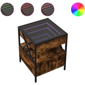 (smoked oak) vidaXL Bedside Table with Infinity LED Nightstand Bed Side Table Gr (smoked oak) vidaXL Bedside Table with Infinity LED Nightstand Bed Side Table Gr