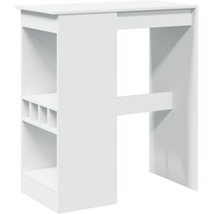 vidaXL Bar Table with Racks Counter Table Bistro Table White Engineered Wood vidaXL Bar Table with Racks Counter Table Bistro Table White Engineered Wood