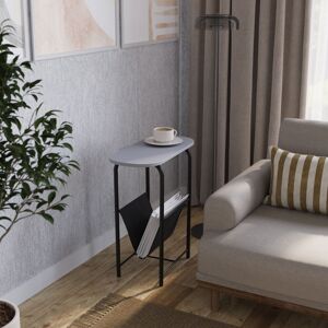 URBN Living (Grey) Slim Oval Sofa Side End Table with Magazine Holder Sling Rack Coffee Snac URBN Living (Grey) Slim Oval Sofa Side End Table with Magazine Holder Sling Rack Coffee Snac