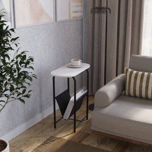 URBN Living (White) Slim Oval Sofa Side End Table with Magazine Holder Sling Rack Coffee Sna URBN Living (White) Slim Oval Sofa Side End Table with Magazine Holder Sling Rack Coffee Sna