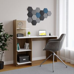 URBN Living (Oak/White) 4 Tier Computer Desk Workstation Shelves Home Office Study Writing T URBN Living (Oak/White) 4 Tier Computer Desk Workstation Shelves Home Office Study Writing T