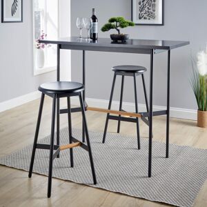 Home Source Harvey Bar Table and Stool Dining Set - Black Home Source Harvey Bar Table and Stool Dining Set - Black