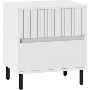 HOMCOM White Bedside Table with 2 Drawers, Steel Legs – 50H x 45W x 35D cm (20kg HOMCOM White Bedside Table with 2 Drawers, Steel Legs – 50H x 45W x 35D cm (20kg