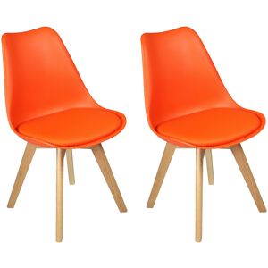 (Orange) 2 x Charles Jacobs Dining Chairs Beech Wood Legs Tulip Design Furniture (Orange) 2 x Charles Jacobs Dining Chairs Beech Wood Legs Tulip Design Furniture